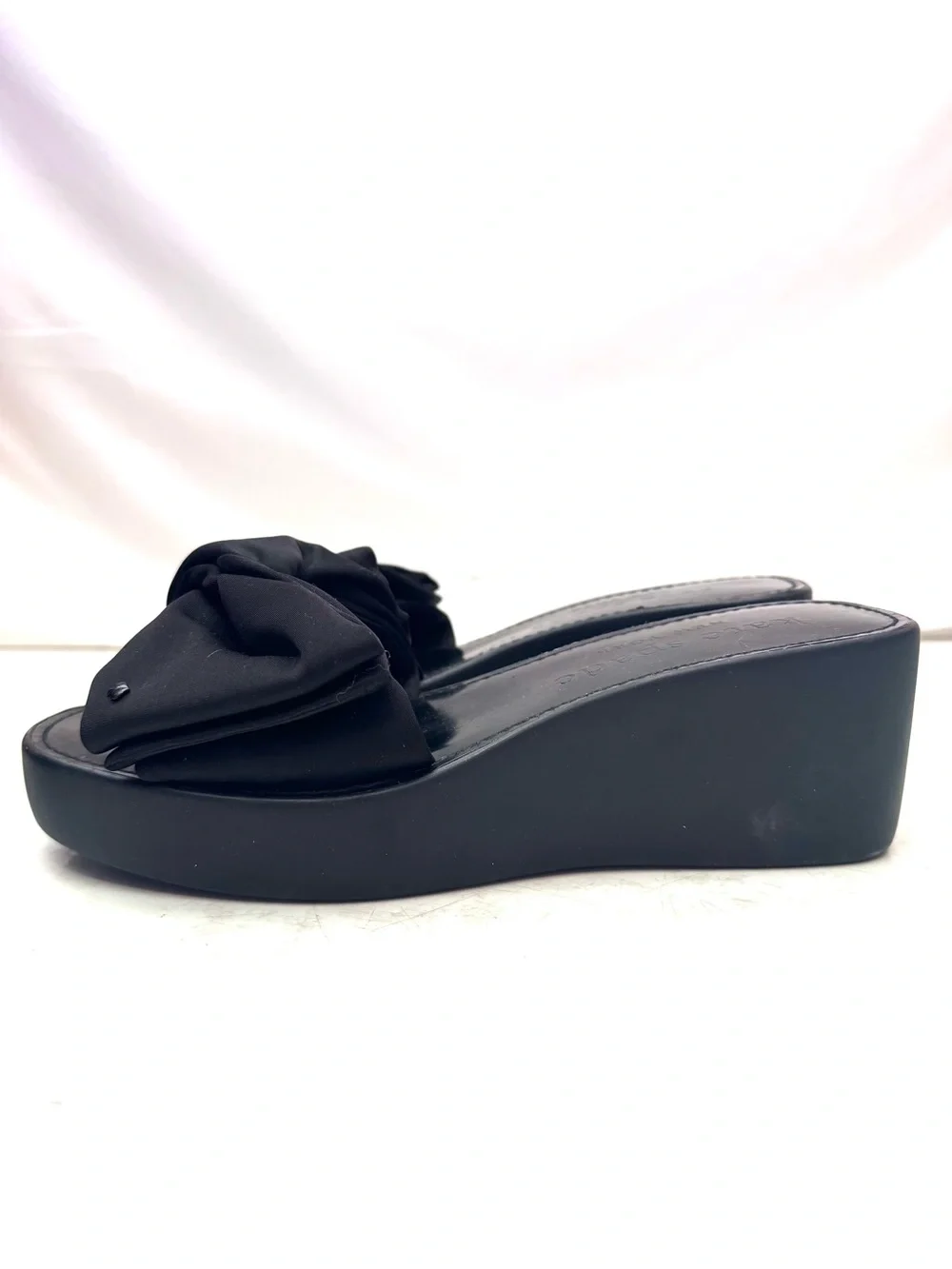 Kate Spade Black Bikini Wedge Bow Sandals Size 9.5